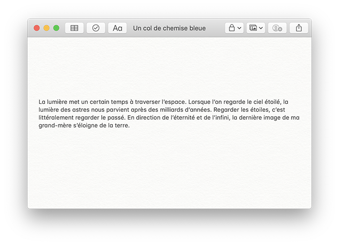 Fragments, Un col de chemise bleue, Gilles Sage