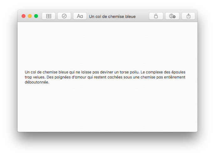 Fragments, Un col de chemise bleue, Gilles Sage