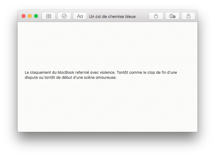 Fragments, Un col de chemise bleue, Gilles Sage