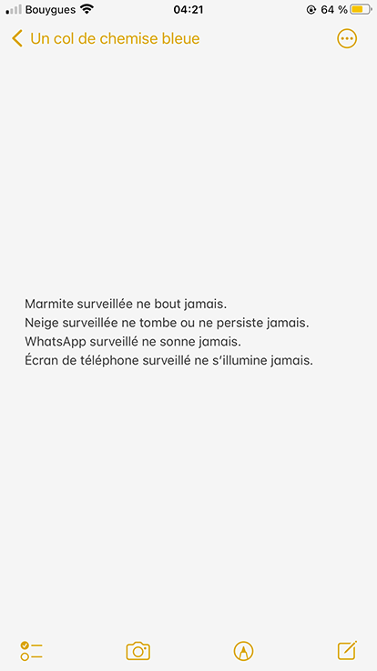 Fragments, Un col de chemise bleue, Gilles Sage