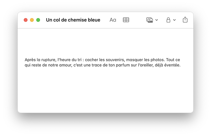 Fragments, Un col de chemise bleue, Gilles Sage