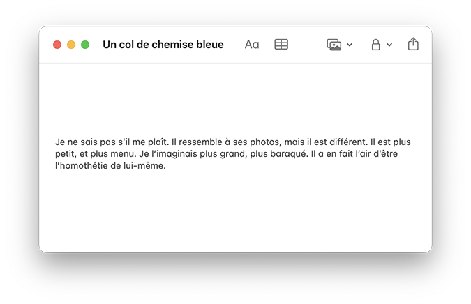 Fragments, Un col de chemise bleue, Gilles Sage